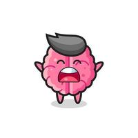 cute brain mascot with a yawn expression vector