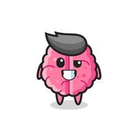 cute brain mascot with an optimistic face vector