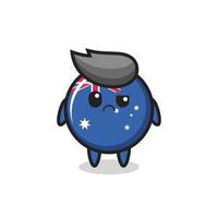 the mascot of the australia flag badge with sceptical face vector