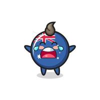 the illustration of crying australia flag badge cute baby vector