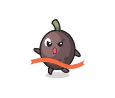 cute black olive illustration is reaching the finish vector