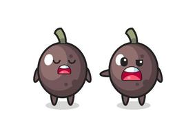 illustration of the argue between two cute black olive characters vector