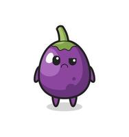 the mascot of the eggplant with sceptical face vector