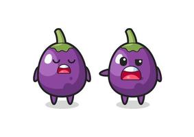 illustration of the argue between two cute eggplant characters vector