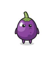 cute eggplant character with suspicious expression vector