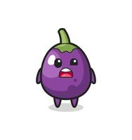 the shocked face of the cute eggplant mascot vector