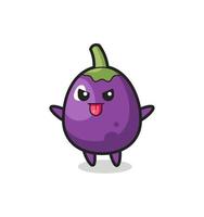 naughty eggplant character in mocking pose vector