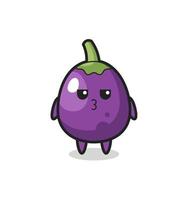 the bored expression of cute eggplant characters vector