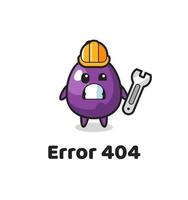error 404 con la linda mascota berenjena vector