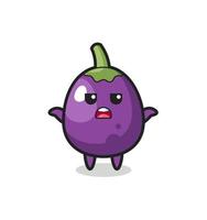 eggplant mascot character saying I do not know vector