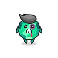 injured emerald gemstone character with a bruised face vector