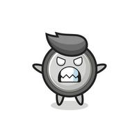 wrathful expression of the button cell mascot character vector