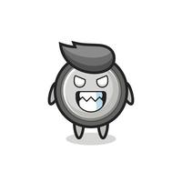 evil expression of the button cell cute mascot character vector