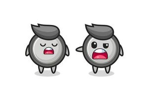 illustration of the argue between two cute button cell characters vector