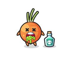 illustration of an carrot character vomiting due to poisoning vector