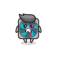 injured computer fan character with a bruised face vector