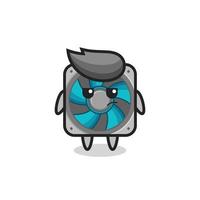 cute computer fan character with suspicious expression vector