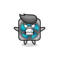 wrathful expression of the computer fan mascot character vector