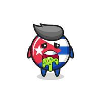 the cute cuba flag badge character with puke vector