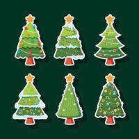 colección de pegatinas de árbol de navidad vector