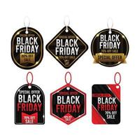 conjunto de insignias de venta de marketing de viernes negro vector