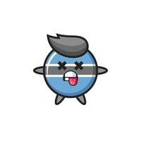 character of the cute botswana flag badge with dead pose vector