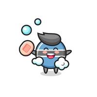 botswana flag badge character is bathing while holding soap vector