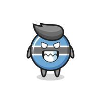 evil expression of the botswana flag badge cute mascot character vector