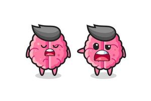 illustration of the argue between two cute brain characters vector