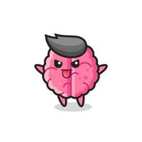 naughty brain character in mocking pose vector