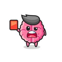 brain cute mascot as referee giving a red card vector