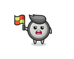 button cell character as line judge putting the flag up vector