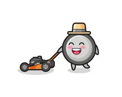 illustration of the button cell character using lawn mower vector