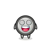 cute button cell character with hypnotized eyes vector