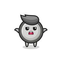 button cell mascot character saying I do not know vector