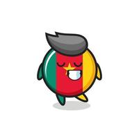 cameroon flag badge cartoon illustration with a shy expression vector