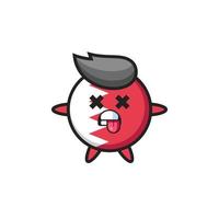 character of the cute bahrain flag badge with dead pose vector