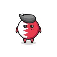 cute bahrain flag badge character with suspicious expression vector