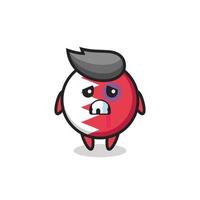 injured bahrain flag badge character with a bruised face vector