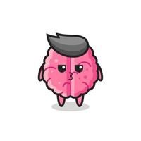 the bored expression of cute brain characters vector