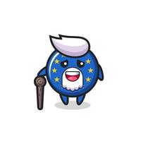 cute europe flag badge grandpa is holding a stick vector