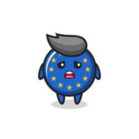 expresión decepcionada de la caricatura de la insignia de la bandera de europa vector