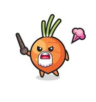 cute carrot grandpa is getting angry vector