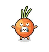 wrathful expression of the carrot mascot character vector