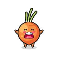 cute carrot mascot with a yawn expression vector