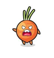 cute carrot cartoon in a very angry pose vector