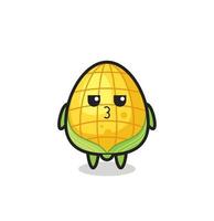 the bored expression of cute corn characters vector