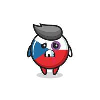 injured czech republic flag badge character with a bruised face vector