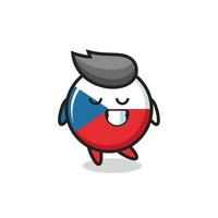 Ilustración de dibujos animados de la insignia de la bandera de la república checa con una expresión tímida vector