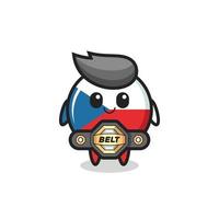the MMA fighter czech republic flag badge mascot with a belt vector